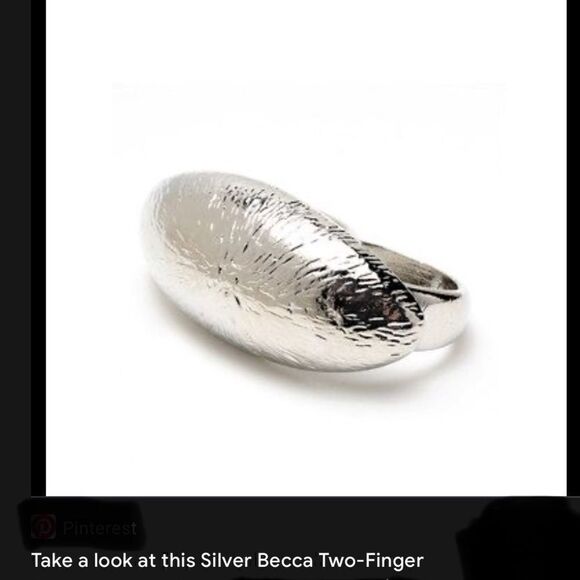NWT Silver tone Becca double finger ring textured - Picture 1 of 5